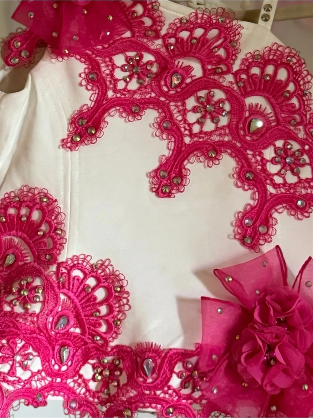 Girls glitz two piece pageant dress set hot pink & white